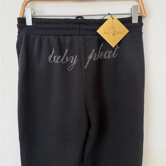 Baby Phat Black Rhinestone Logo Jogger Pants - Picture 4 of 8